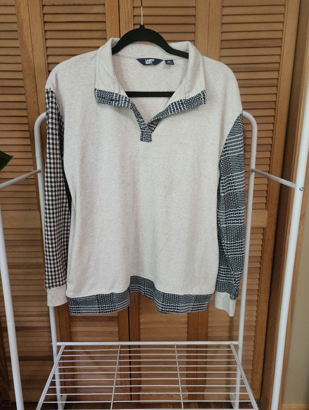 Granola Gritty Boho Heritage Fisherman Patchwork Long Sleeve Polo